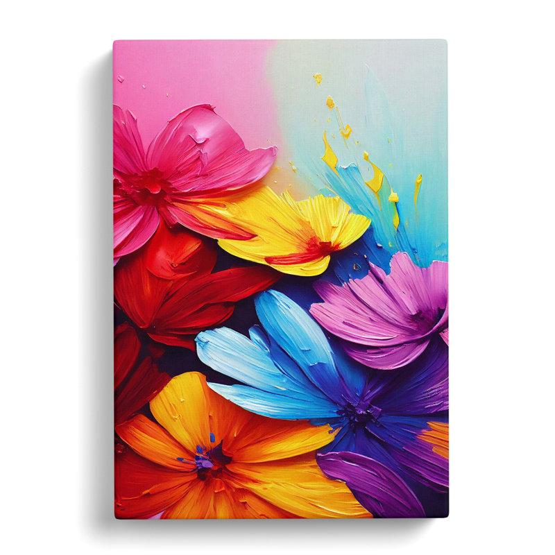 Paint Drips Flowers No.5 Abstract - Wrapped Canvas Print, 76cm H x 50cm W x 3cm D