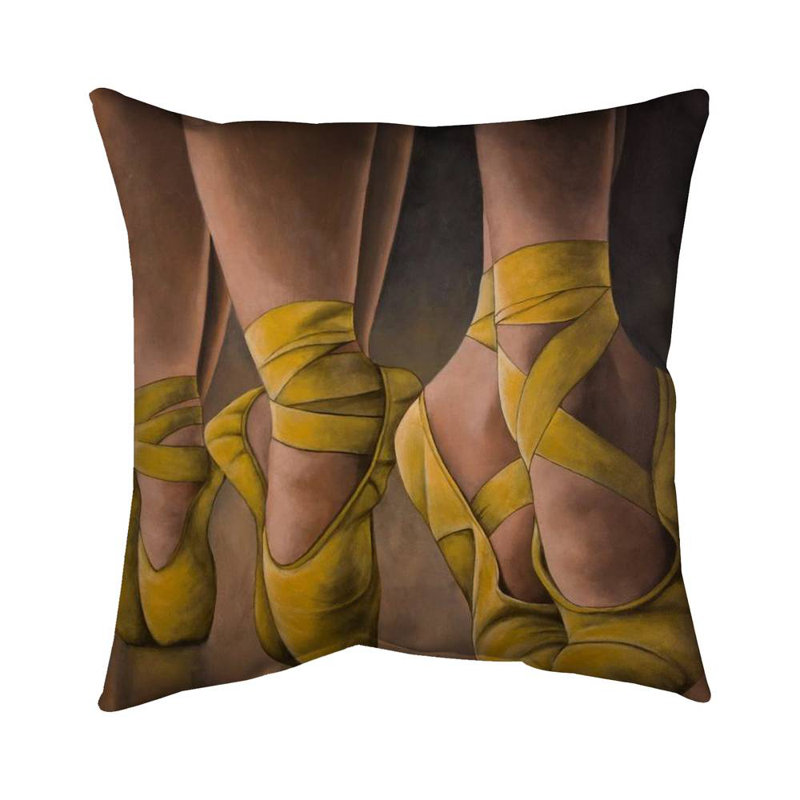 Synchronized Ballerinas Beige – Outdoor Throw Pillow with Insert, Weather-Resistant