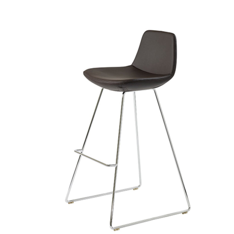 Shinn Upholstered Counter Stool with Metal Frame, Dark Gray Organic Wool, Counter Stool (24" Seat Height)