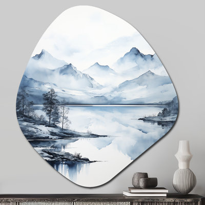 Grey Blue Minimalism Forest Reflections I - Minimalism Nebula Shape Metal Wall Sculpture