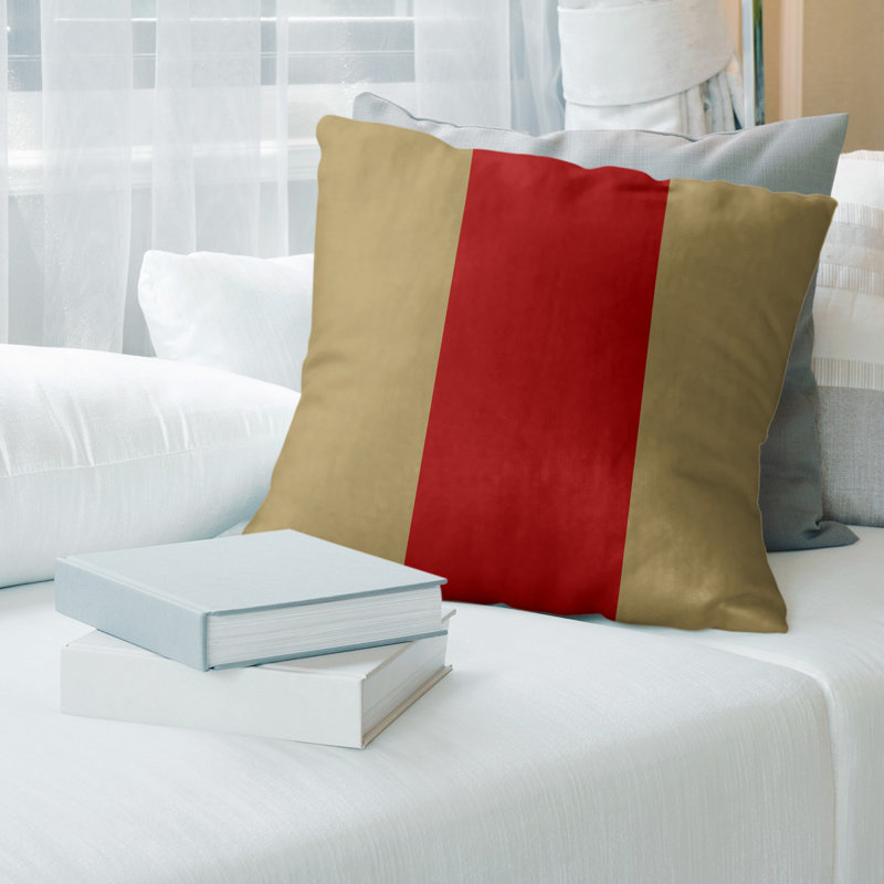 Housse de coussin jeté , 18 po x 18 po, Doré / rouge, Polyester filé