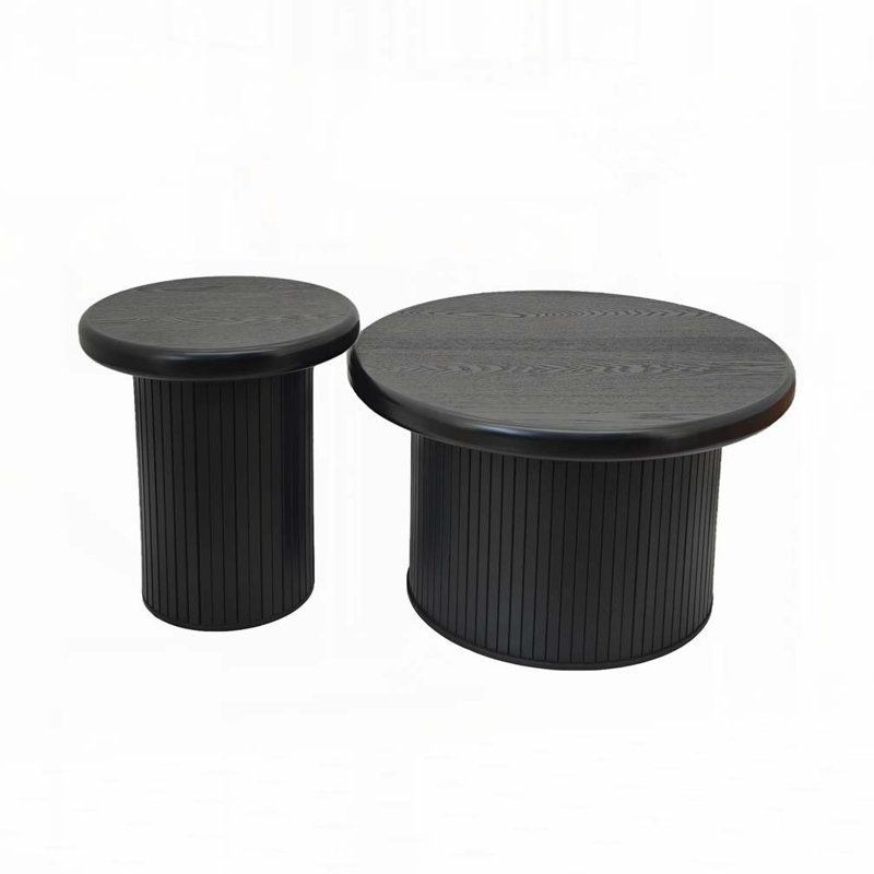 Round Wooden Coffee Table Set