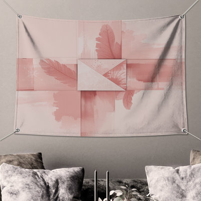 Pink Feather Abstract Wall Tapestry - Feather Wall Decor