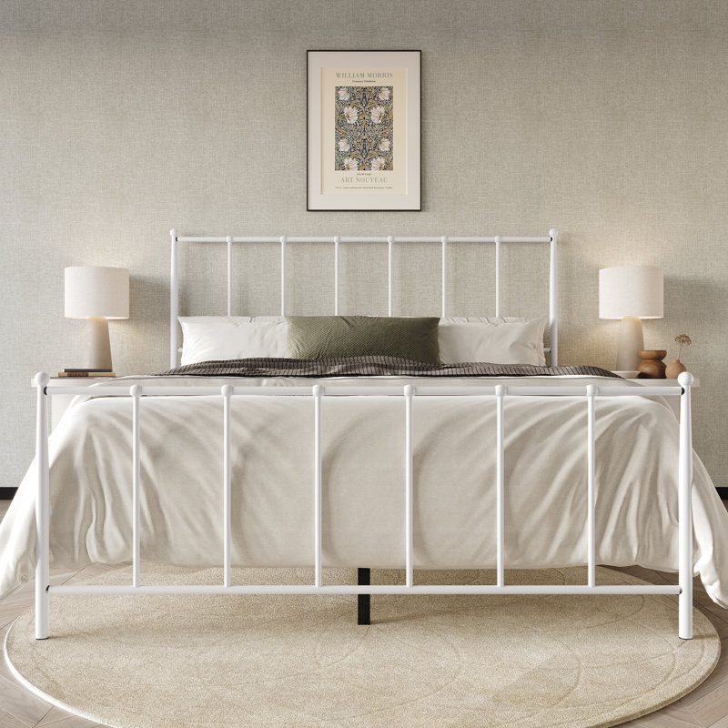 Makaelyn Metal Bed, White, Full / Double