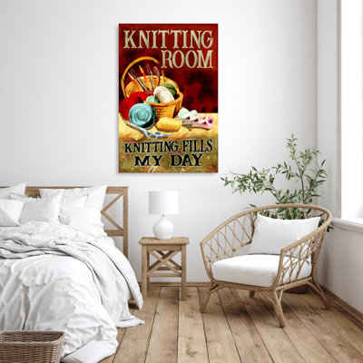 Khristy " Knitting Room - 1 Piece Rectangle Graphic Art Print On Wrapped Canvas "