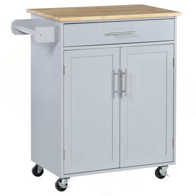 Kitchen Island Cart Rolling Trolley Cart With Drawer, Storage Cabinet & Towel Rack