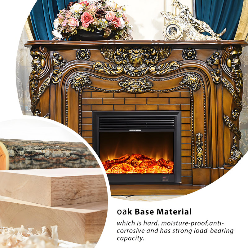 73.23"Brown Solid Wood Fireplace Mantel, Brown