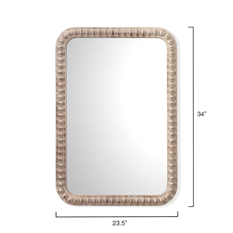 Audrey Classic White Washed Wood Rectangular Wall Mirror