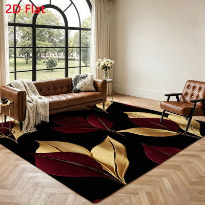 Tapis élégant à motif de feuilles, tapis de protection de sol, revêtement intérieur doux et confortable pour le salon, la chambre à coucher, le vestibule, les espaces repas du bureau personnel