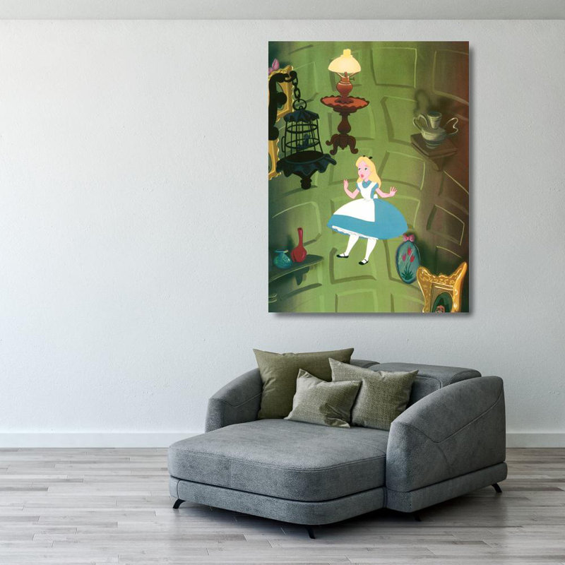 Alice au fond du trou du lapin, H 38 po x l 28 po