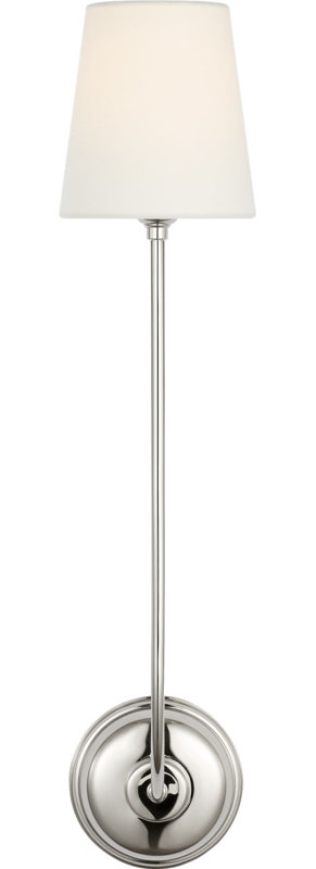 Vendome 26" Single Sconce with Linen Shade, Polished Nickel