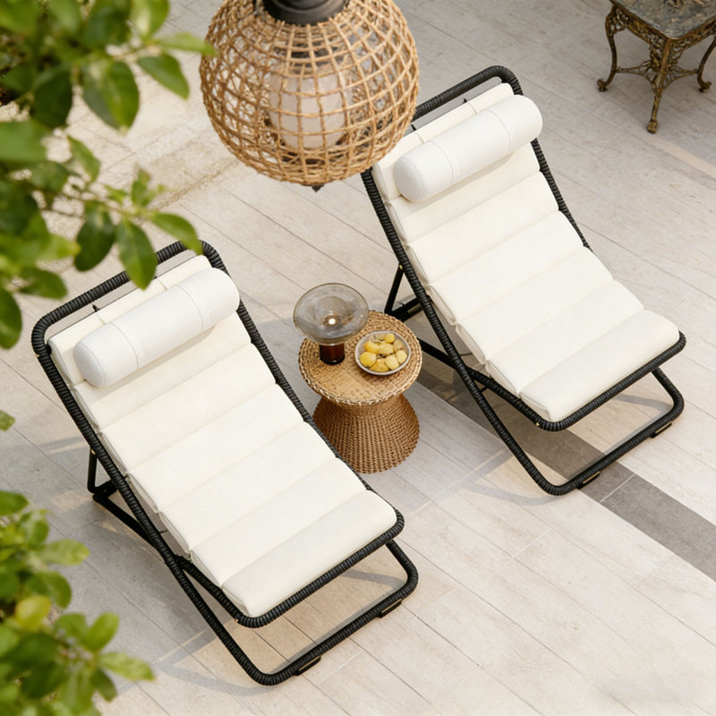 2-Pieces Outdoor Folding Chair, Black