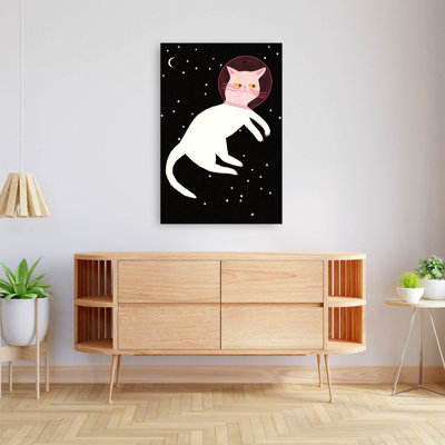 «Floating Space Cat Playful Whimsical Abstract Cat Landscape Nature», art mural