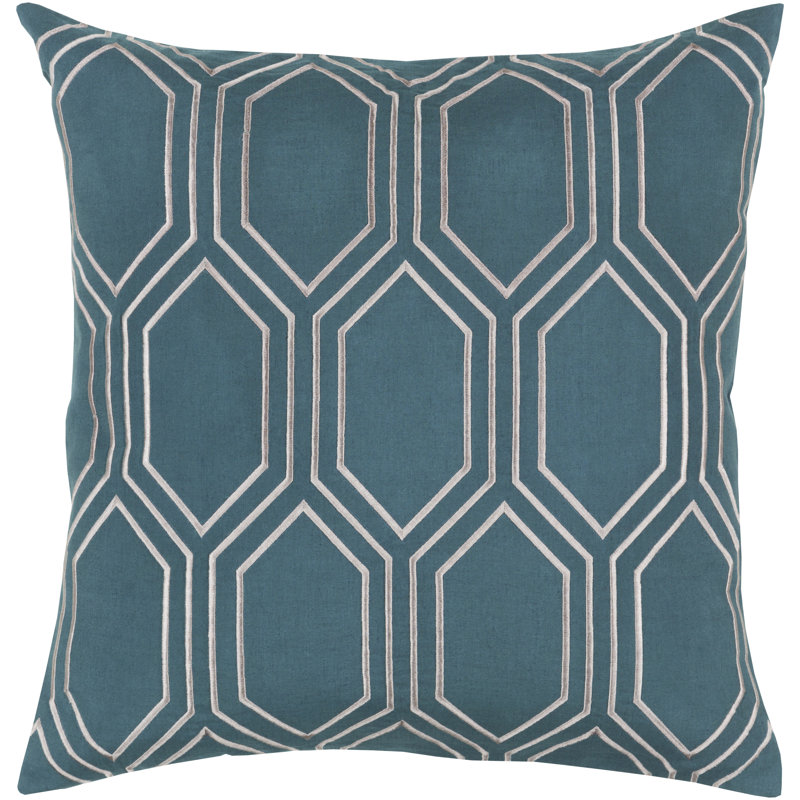 Skyline Geometric Linen Pillow Cover, 20" x 20", Beige/Medium Gray
