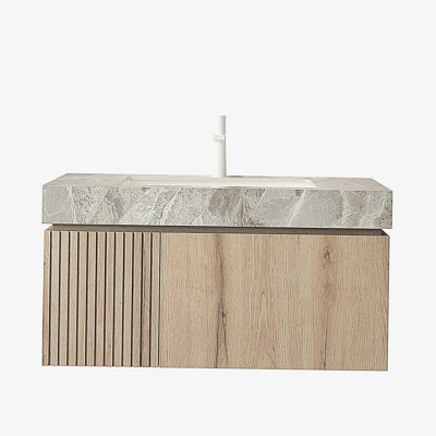 Meuble-lavabo mural de 36 po avec lavabo en contreplaqué mural MURI avec tiroir et porte MURI
