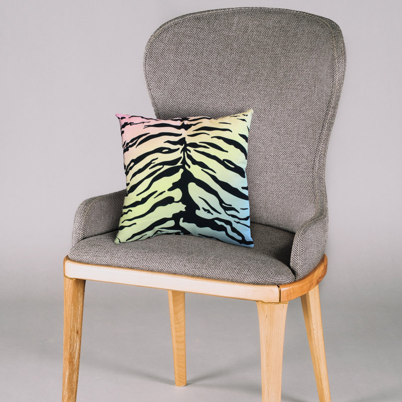 Animal Print Reversible Throw Pillow, Pastel Gradient