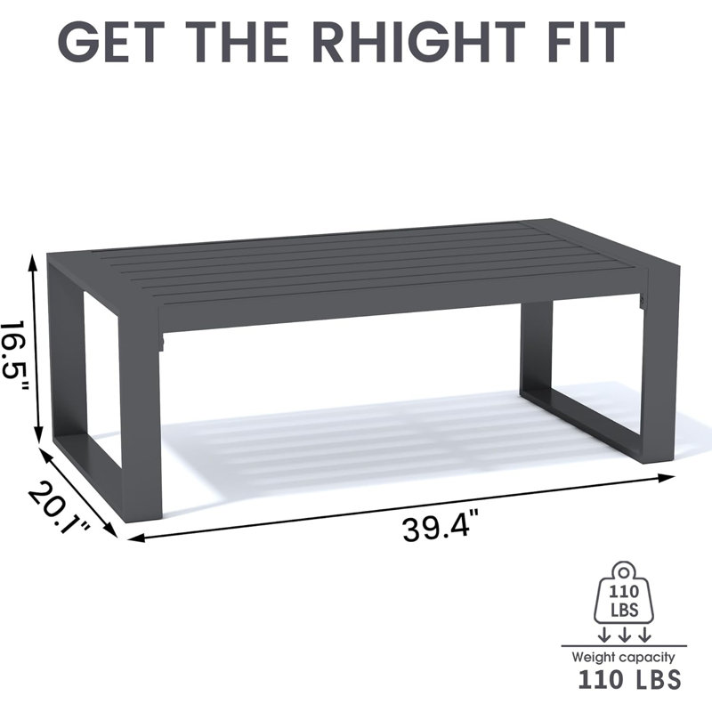 Table basse de patio en aluminium