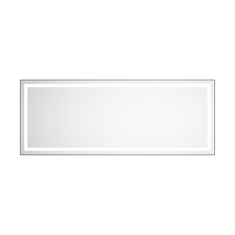 Miroir de salle de bain 72 "x 28" avec cadre en aluminium, 3 températures de couleurs, brouillard, gradation continue pour un éclairage personnalisé