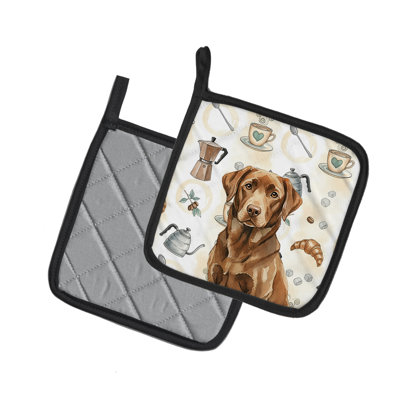 Chocolate Labrador Retriever Coffee Bar Pair of Pot Holders
