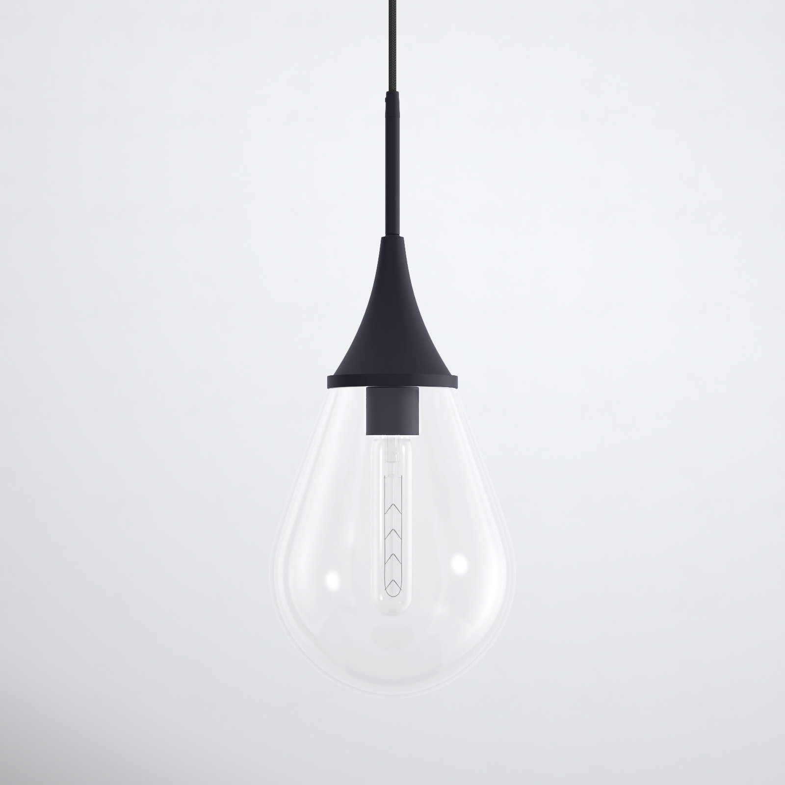 Hoye Single Light Glass Dimmable Pendant, Blackened Bronze, Clear, 13.88"H x 8.63"W x 8.63"D
