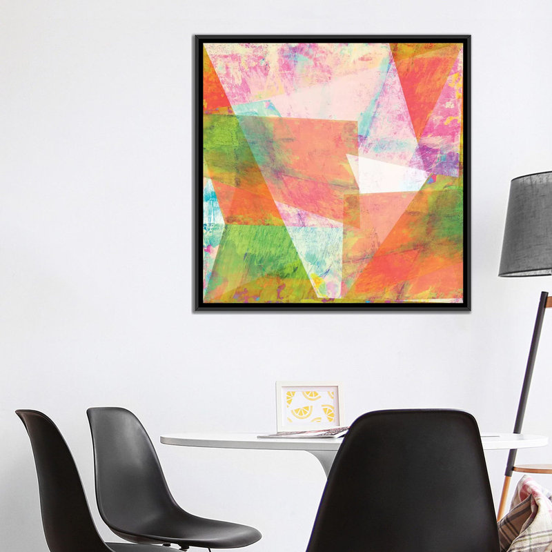 «Hi-Fi Geometric III», impression sur toile, H 18 po x l 18 po x P 1,5 po, Toile encadrée noire, Pas de tapis
