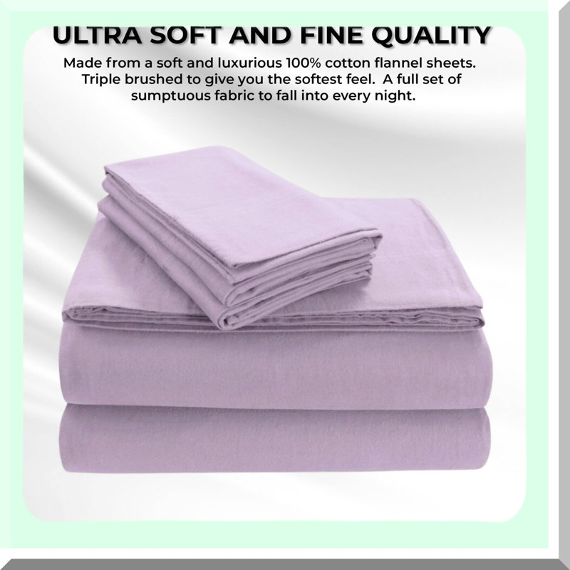 Lavender Dream Plush Deep Pocket Sheet Set - Luxurious Flannel Bedding for Ultimate Comfort and Style - King Size Sheets with Extra Deep Pockets