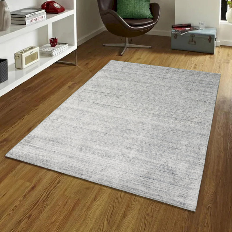Tapis tissé à la main en argent, Rectangle 2 pi x 3 pi