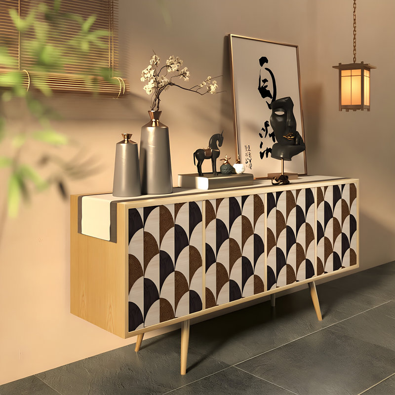 Buffet polyvalent simple et moderne, Brun orangé