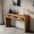Rustic Console Table With Fluted Front Design, 2 Drawers, Curved Corners & Thick Legs-790090454
