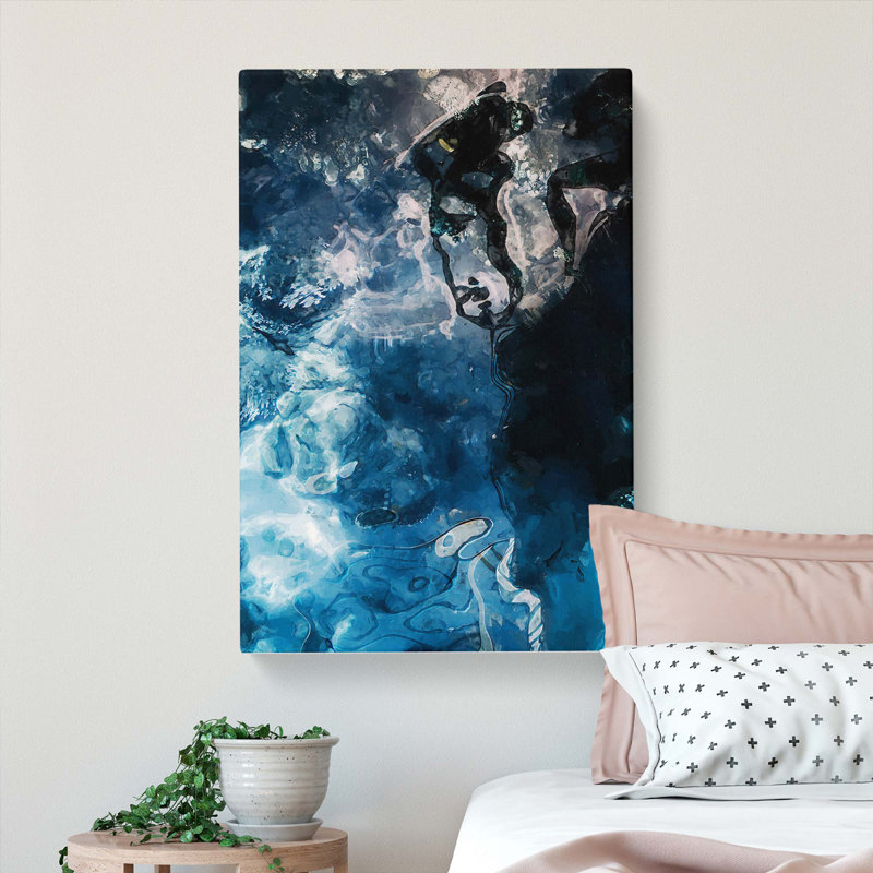 Aqua Blue - No Frame Print, 60cm H x 40cm W x 3cm D, Wrapped Canvas