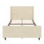 50.7'' High Headboard Corduroy Upholstered Bed Frame With Vertical Stripe Wingback And High Footboard No Box Spring Needed, Queen Size, Cream-1846563128