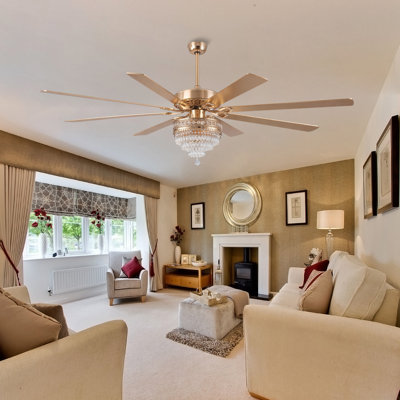 Ventilateur de plafond 72 "en cristal avec lumières - Ventilateurs d'extérieur modernes avec télécommande