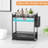 2-Tier Metal Mesh Bathroom Organizer with Drawer, Countertop Storage Shelf with Basket Hooks for Bathroom Sink Vanity and Kitchen Spice Organization