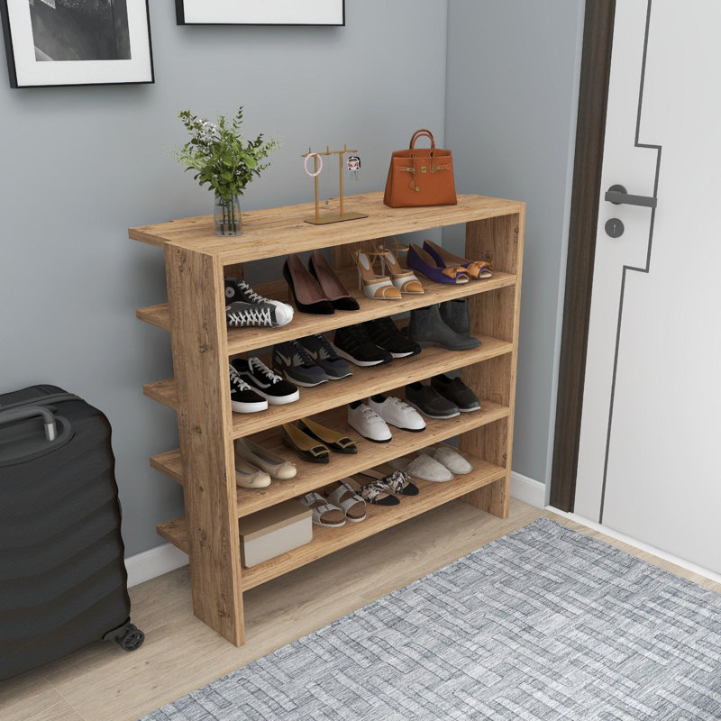 Rustic Shoe Cabinet, Atlantic Pine Color, 28.3 x 29.8 x 12.4 inches | 100% Melamine Coated Particle Board, Thickness: 0.7 inches | Stylish Storage Solution for Entryway & Hallway, Durable & Functional Design