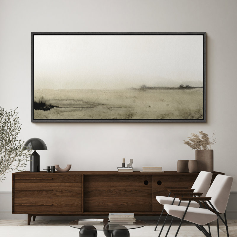 " Minimalist Monochrome Wetland Antique Retro Fine Art Colorful Bedroom Extra Large Wall Decor ", 30" H x 60" W, Black