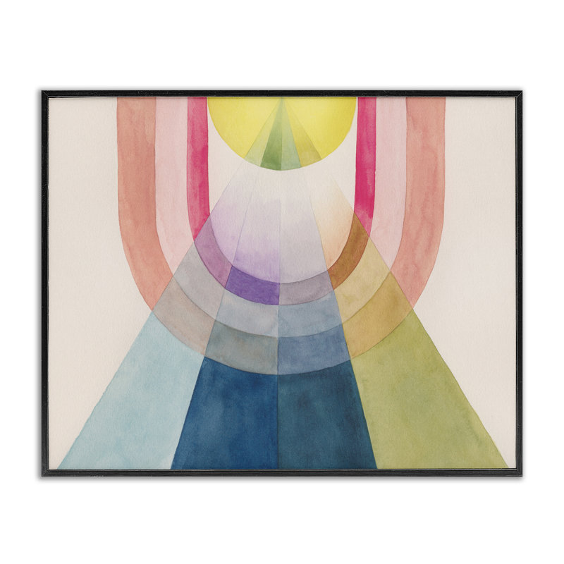 Abstrait, arches et rayons abstraits, estampe numérique par Grace Popp, Giclée encadrée noir minuit, H 16 po x l 20 po