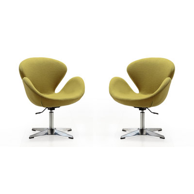 Manhattan Comfort Raspberry Modern Wool Blend Upholstered Metal Swivel Balloon Chair In Green Wool