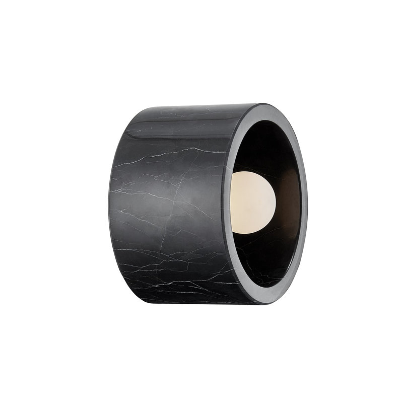Loris 1 Light Flush Mount/Wall Sconce - Polished Nickel Finish, Black Marble