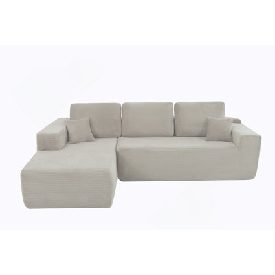 Canapé modulaire en L en forme de L avec méridienne - Canapé modulaire moderne à assise profonde, aucun assemblage requis en velours côtelé moelleux pour le salon et la chambre à coucher