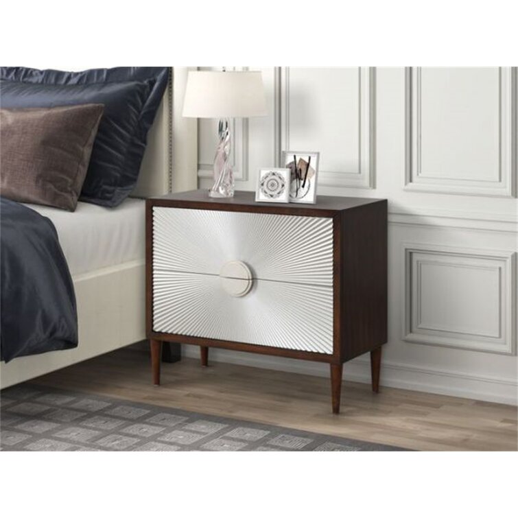 Conklin 2 - Drawer Nightstand in Silver/Walnut