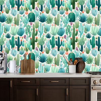 Papier peint auto-adhésif à motif de cactus à peler et coller à motif de peler et coller