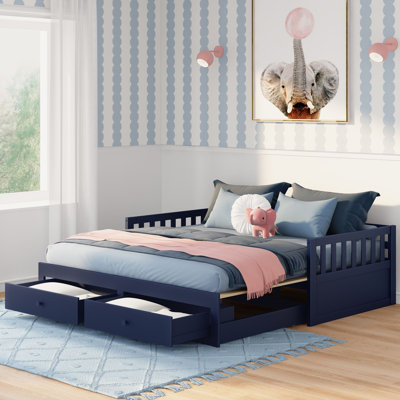Elizabeth Twin to King Bed w/ Storage Drawers, Blue