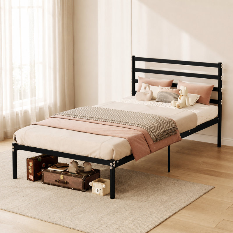 Sommier plateforme de lit plateforme en métal robuste avec grand espace de rangement sous le lit, fabrication stable et durable