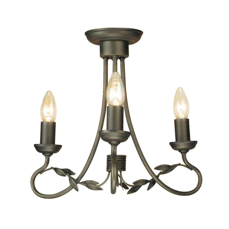 Bardell 3 - Light Candle Style Chandelier, Black and Gold