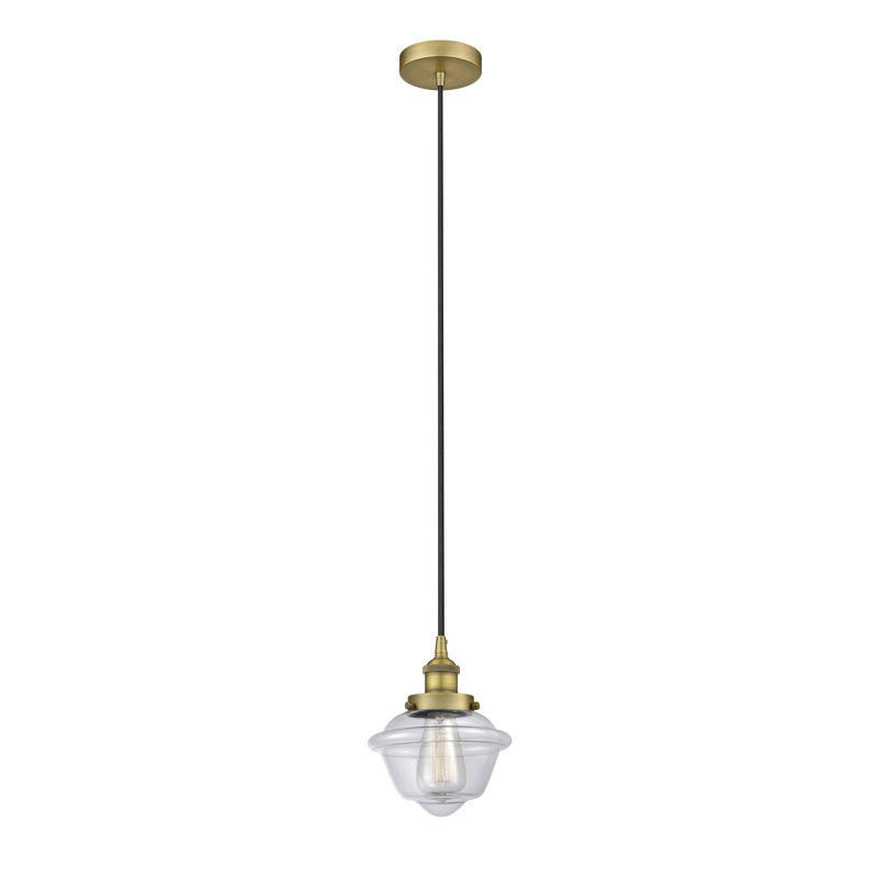 Luminaire suspendu 1 lumière Calliope, Transparent, Laiton brossé