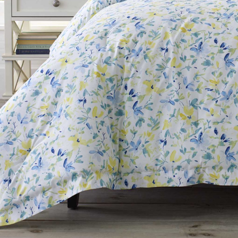 Nora Blue Floral Reversible Cotton Comforter & Sham Set