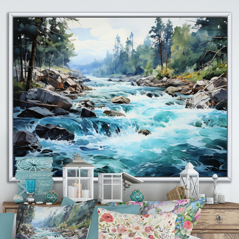" Canada Dancing Rapids I ", White, 16" H x 32" W x 1" D