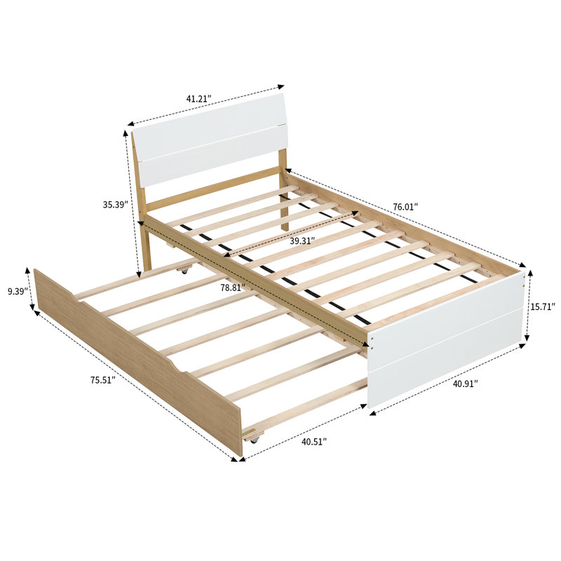 Lit plateforme Arnolds, Blanc/chêne