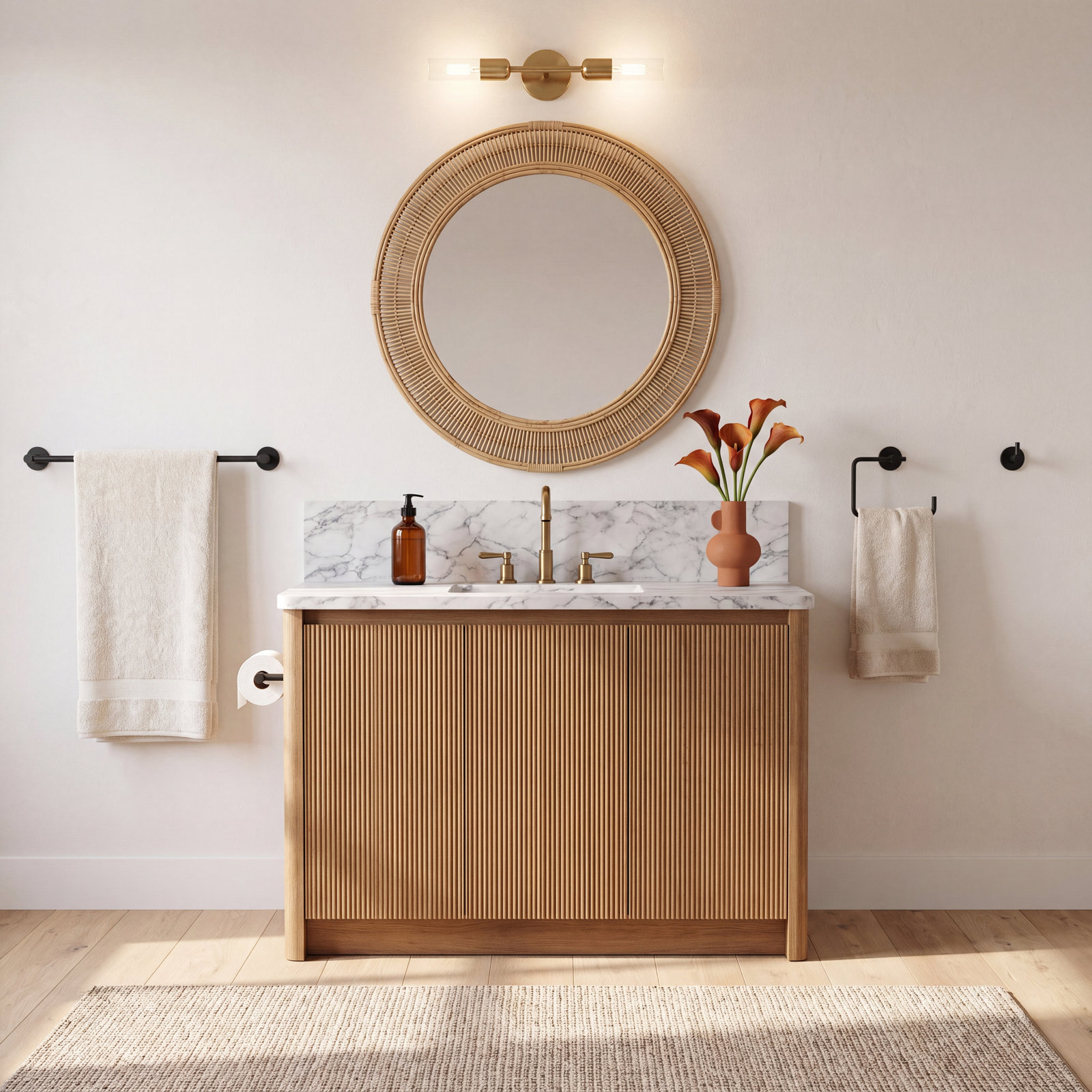 Cass 4-Piece Bathroom Hardware Set, Matte Black