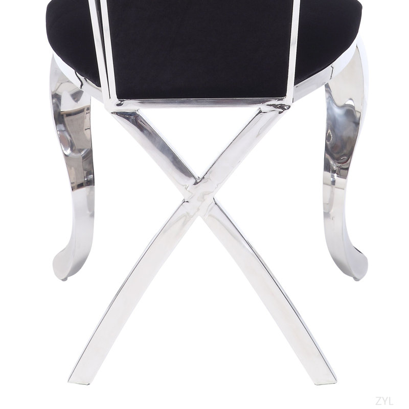 Ensemble de 2 chaises d'appoint en tissu noir et acier inoxydable